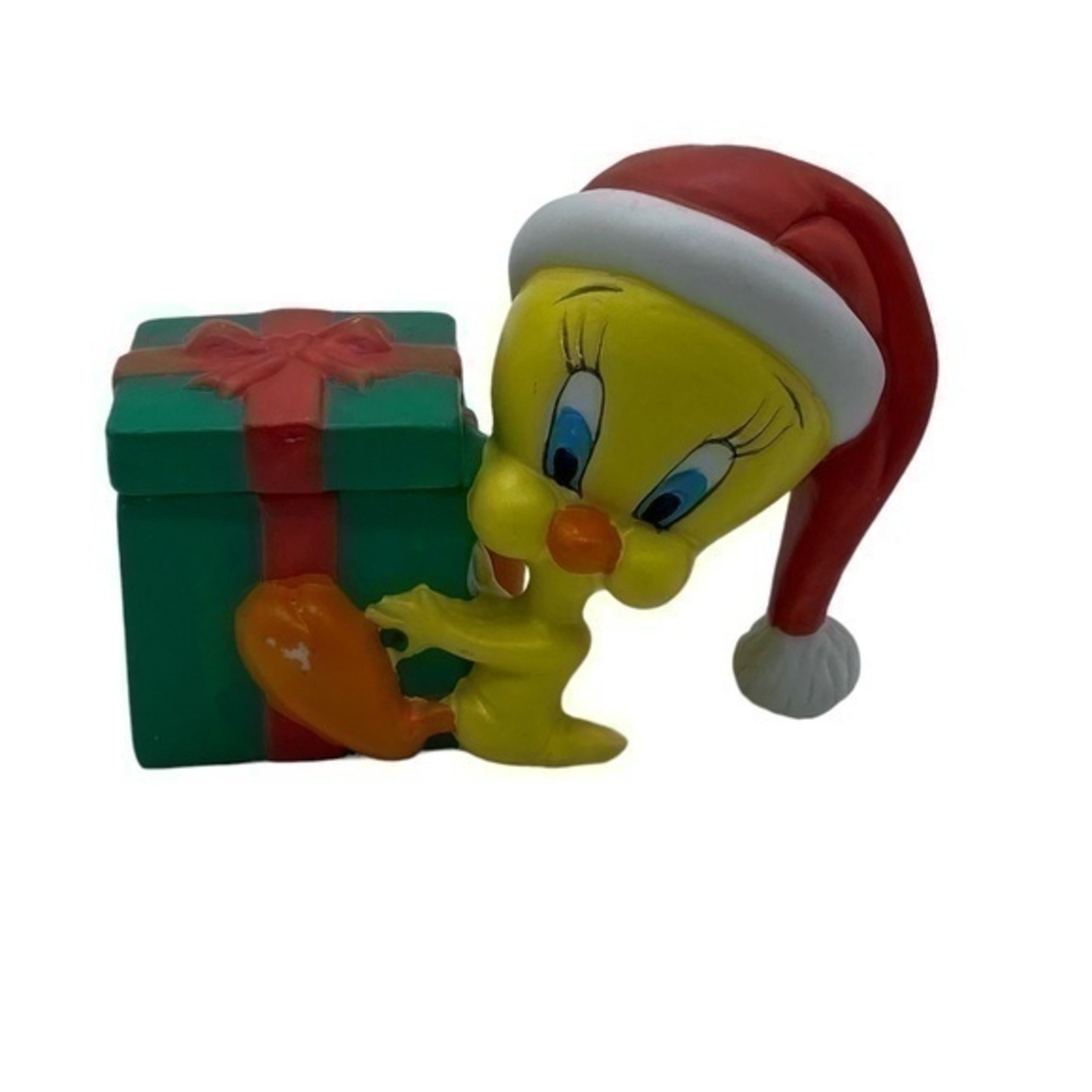 Looney Tunes Tweety Vintage Ceramic Christmas Trinket Box 1997